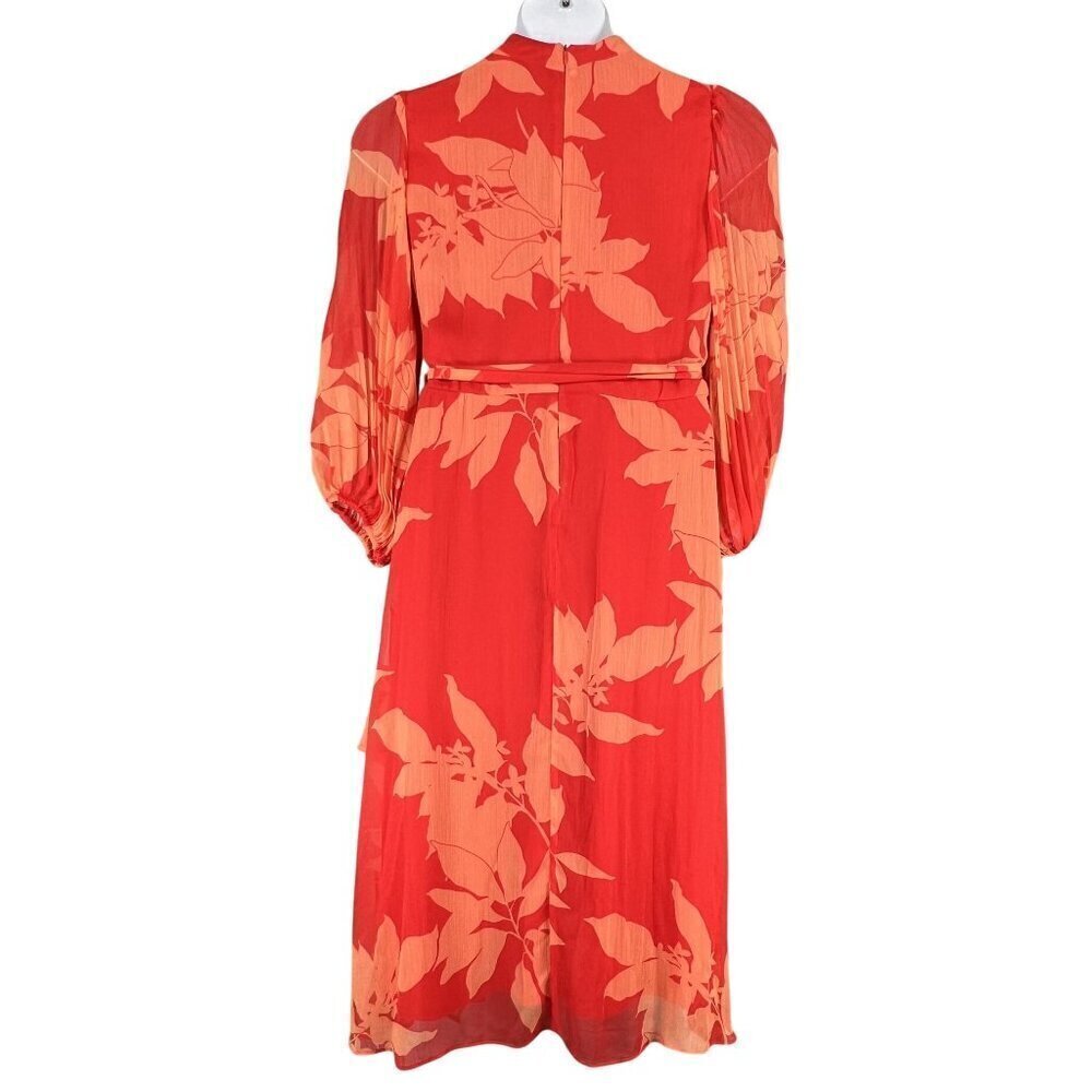 Melonie T NWT Women 12 Chiffon Ruffle Artsy Leaf Tiered Dress 3/4 Balloon Sleeve - Picture 2 of 16